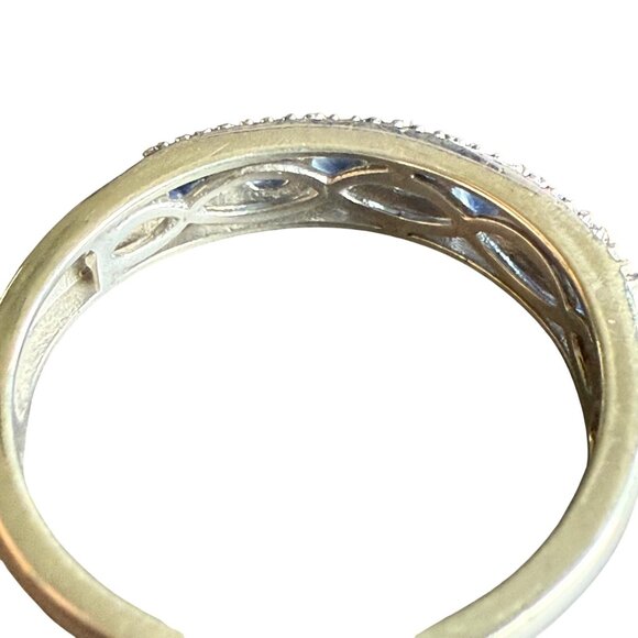 Blue Spinel Sterling Silver Band Ring With Intricate Detailing - Picture 5 of 7